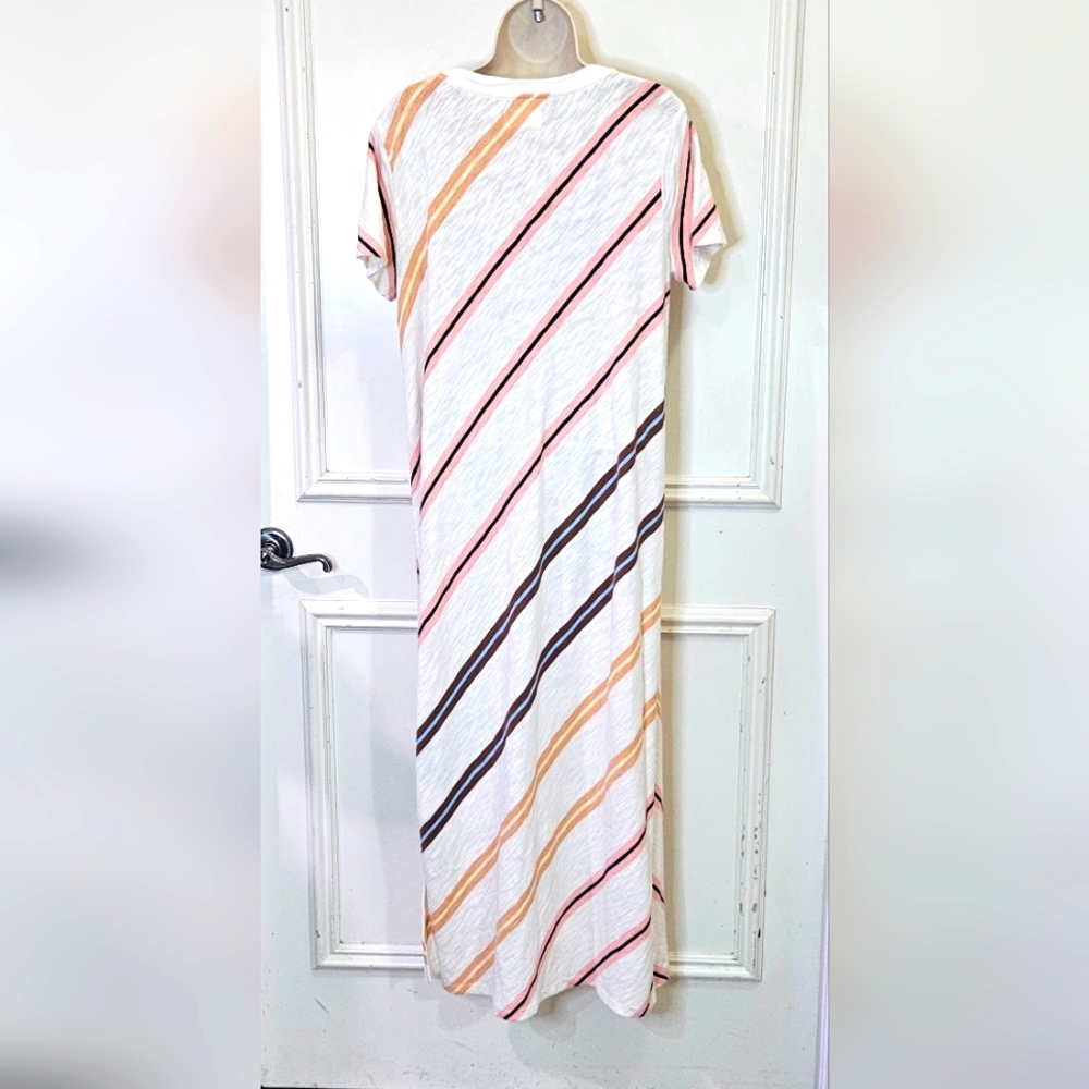 Lou & Grey White Multi-Color Striped T-Shirt/Cover-Up Dress,Medium - Picture 9 of 16